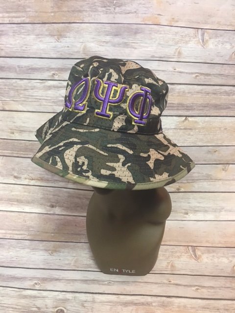 omega psi phi camo bucket hat