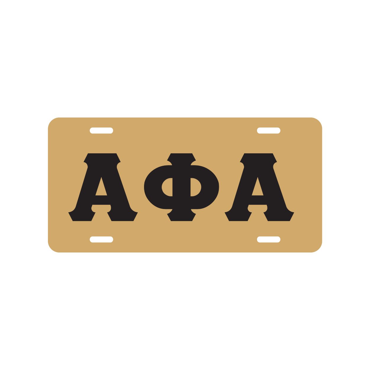 Alpha Letters License Plate (Black on Gold) - GreekStuff