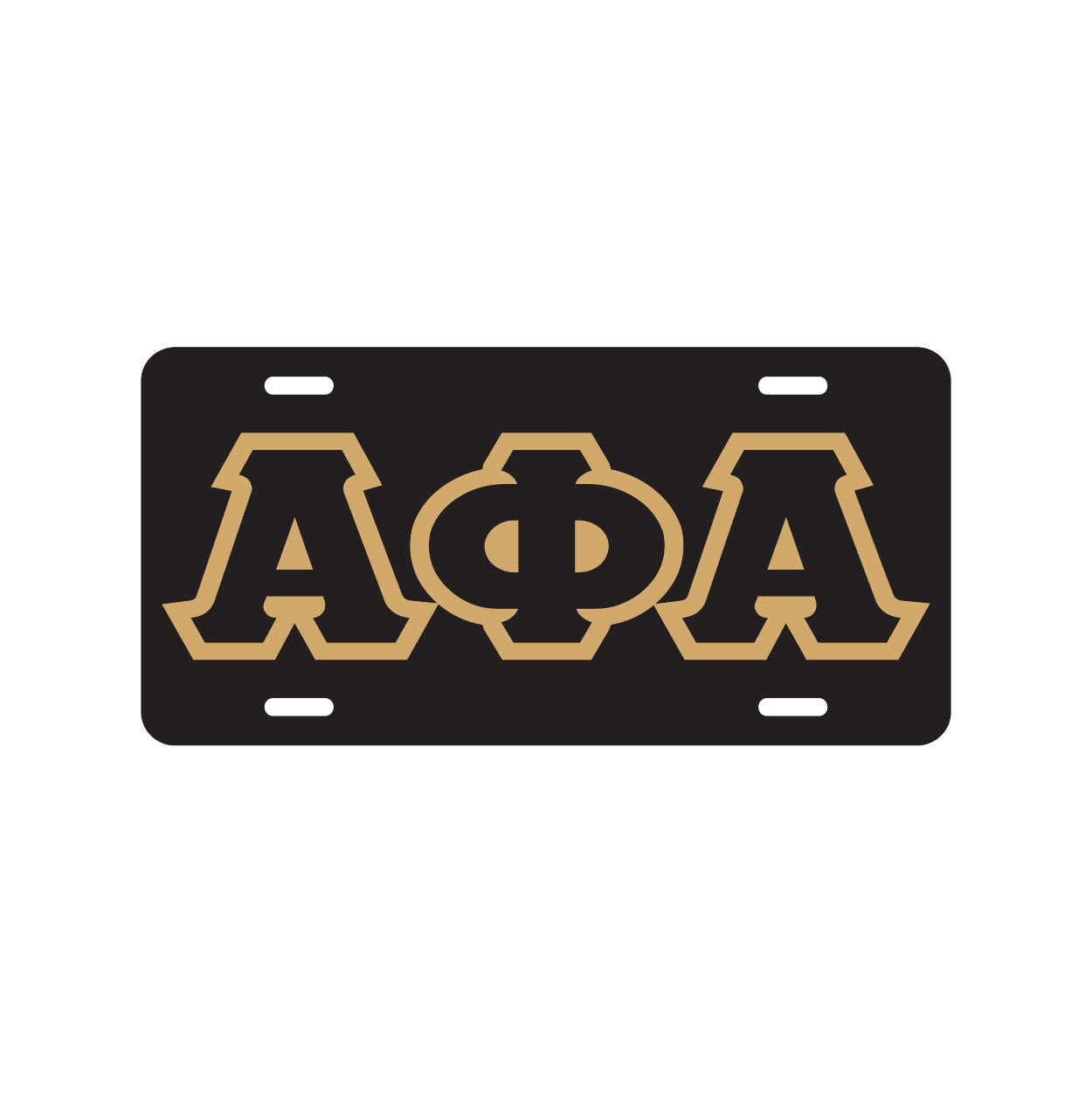 Alpha Letters Plate (gold Outline On Black) - Greekstuff