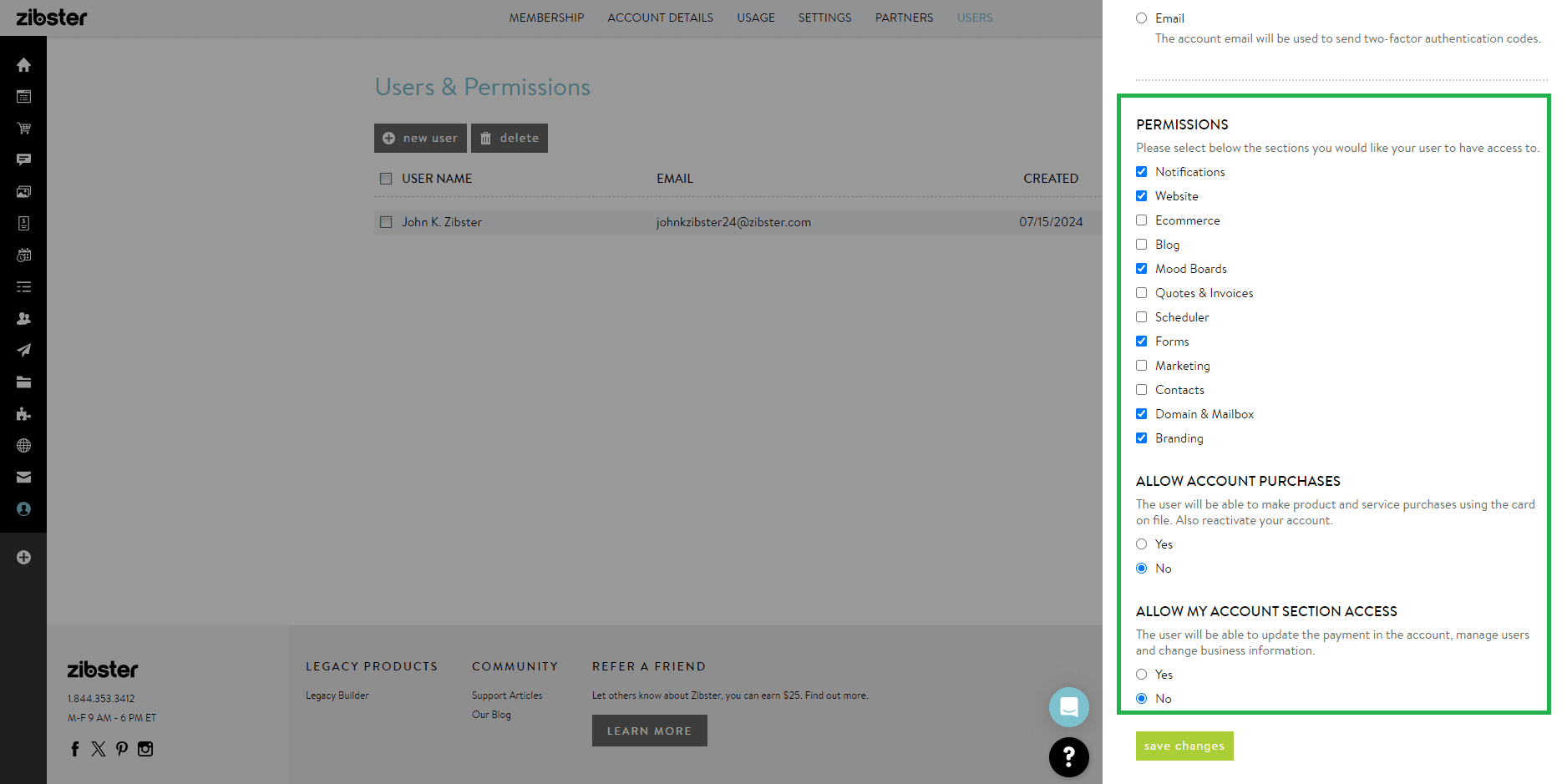 How To Change User Permissions - Zibster Knowledge Base