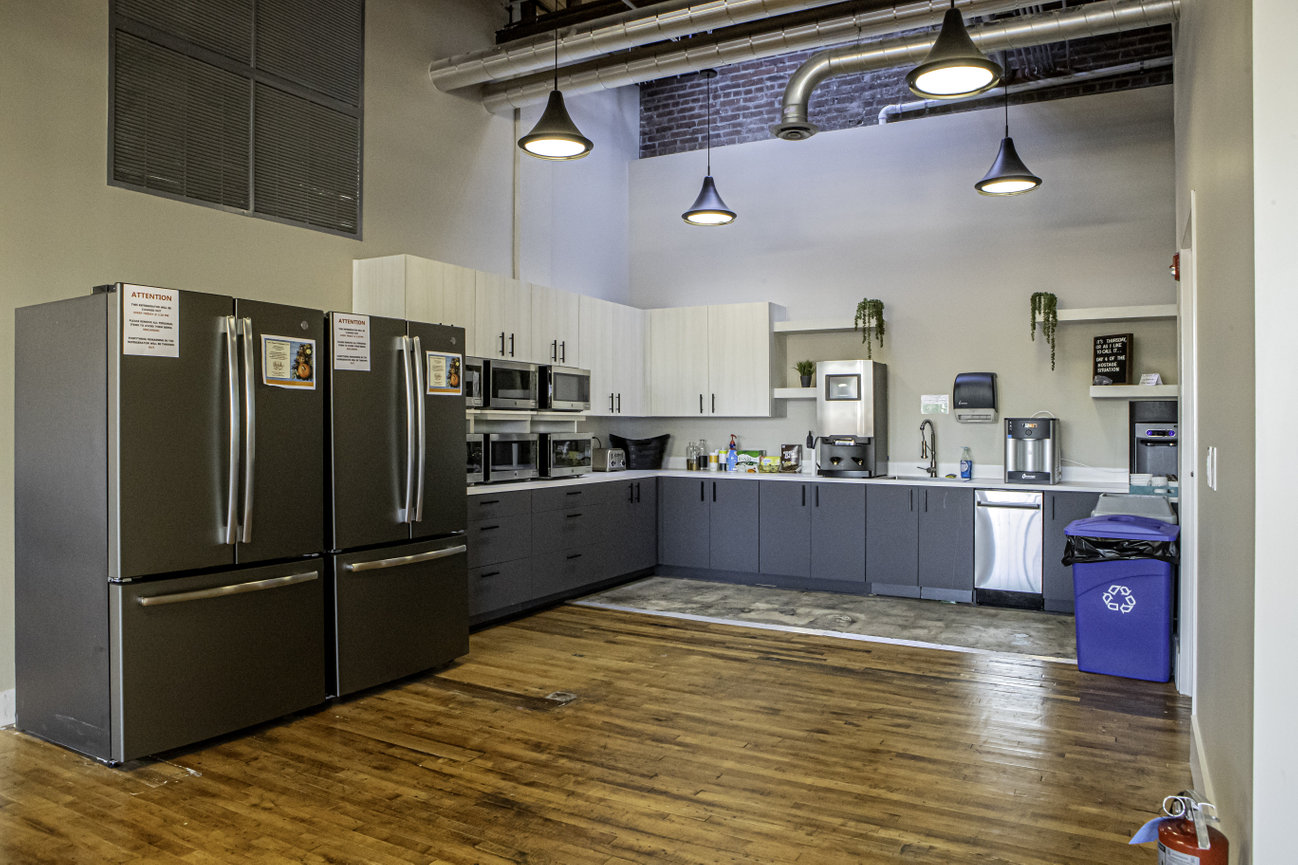 Kitchen area in The Gateway Building in downtown Greensboro